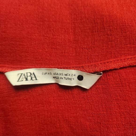 Zara ZW Collection Red Belted Long Dress Wide Neck Side Slit Size XS - Picture 10 of 16